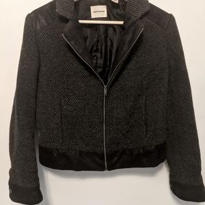 DKNY cropped black gray moto jacket Small